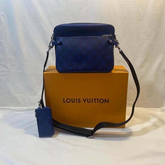 Louis Vuitton Trio Messenger Bag Monogram Taigarama Blue